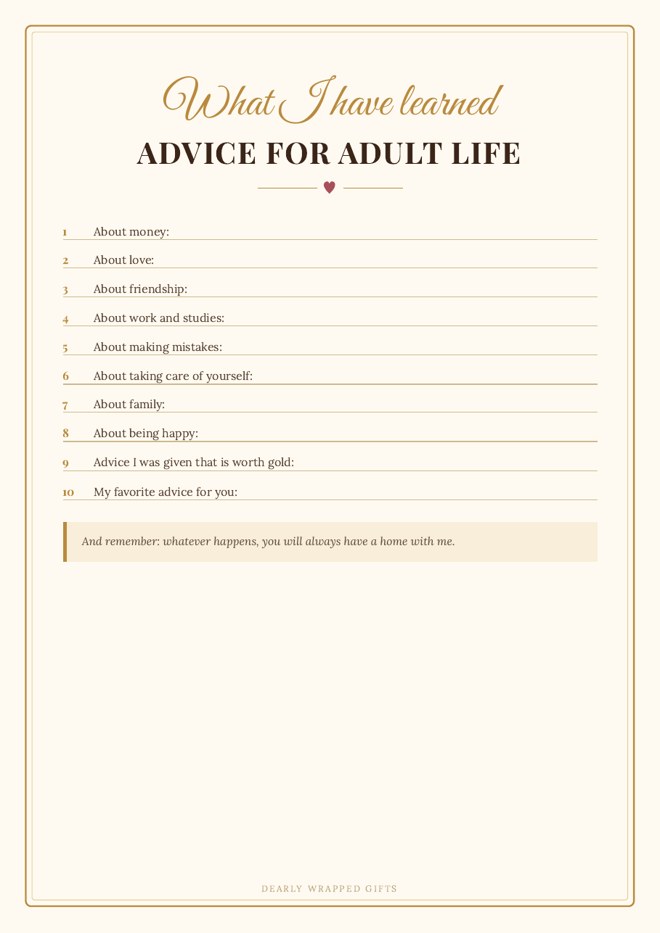 Advice for adult life
